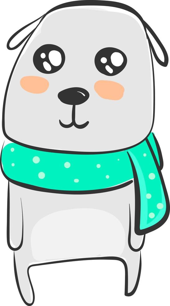 Dog with scarf, illustration, vector on white background