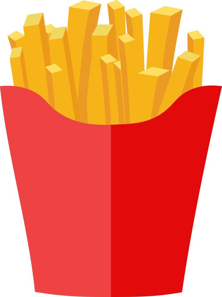 French fries, illustration, vector on white background.