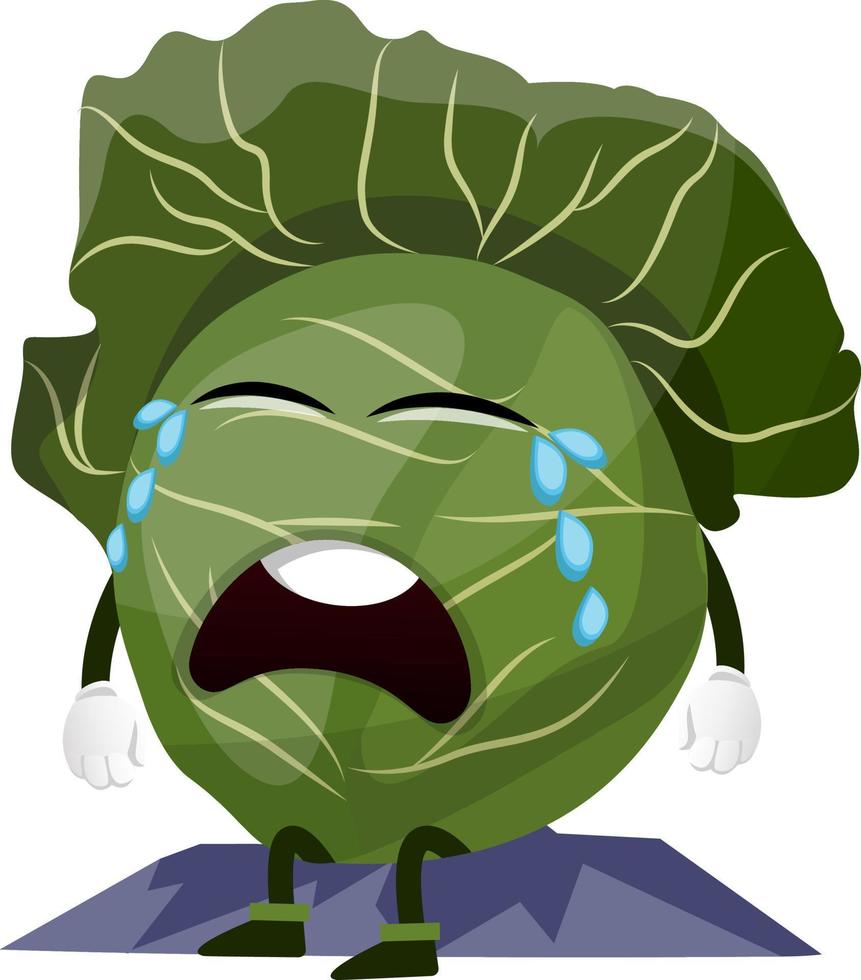 Crying cabbage, illustration, vector on white background.