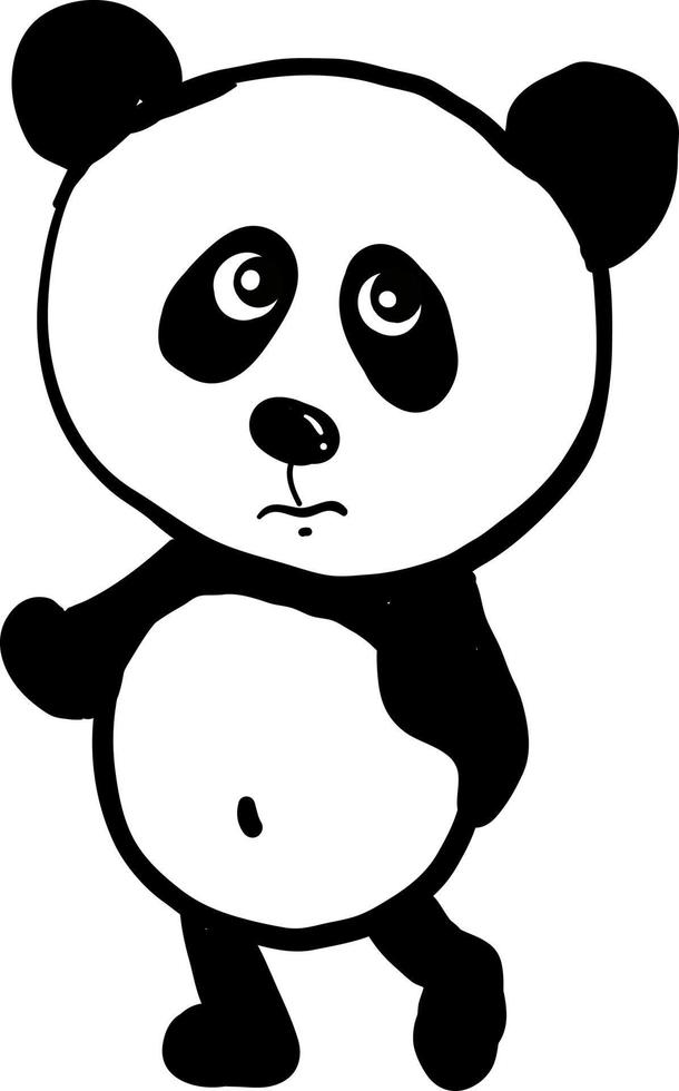 Sad panda, illustration, vector on white background.