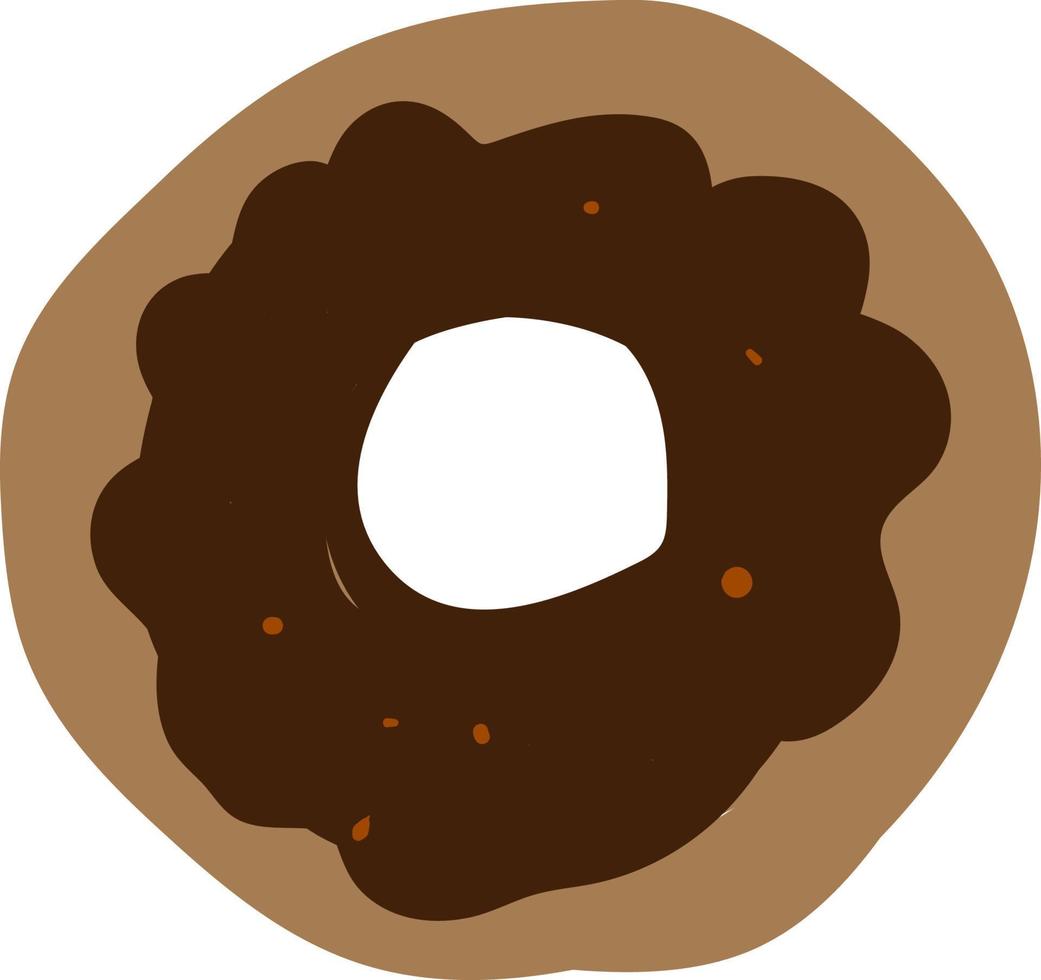 Chocolate donut, illustration, vector on white background.