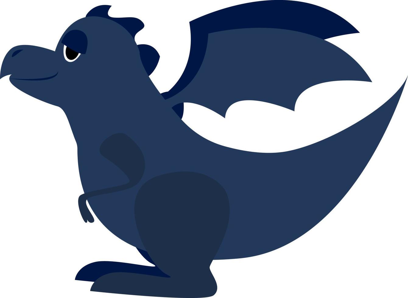 Dragón azul, ilustración, vector sobre fondo blanco.