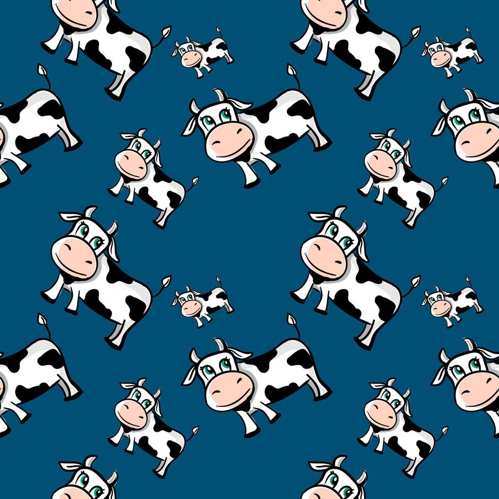 Cows pattern, illustration, vector on white background.