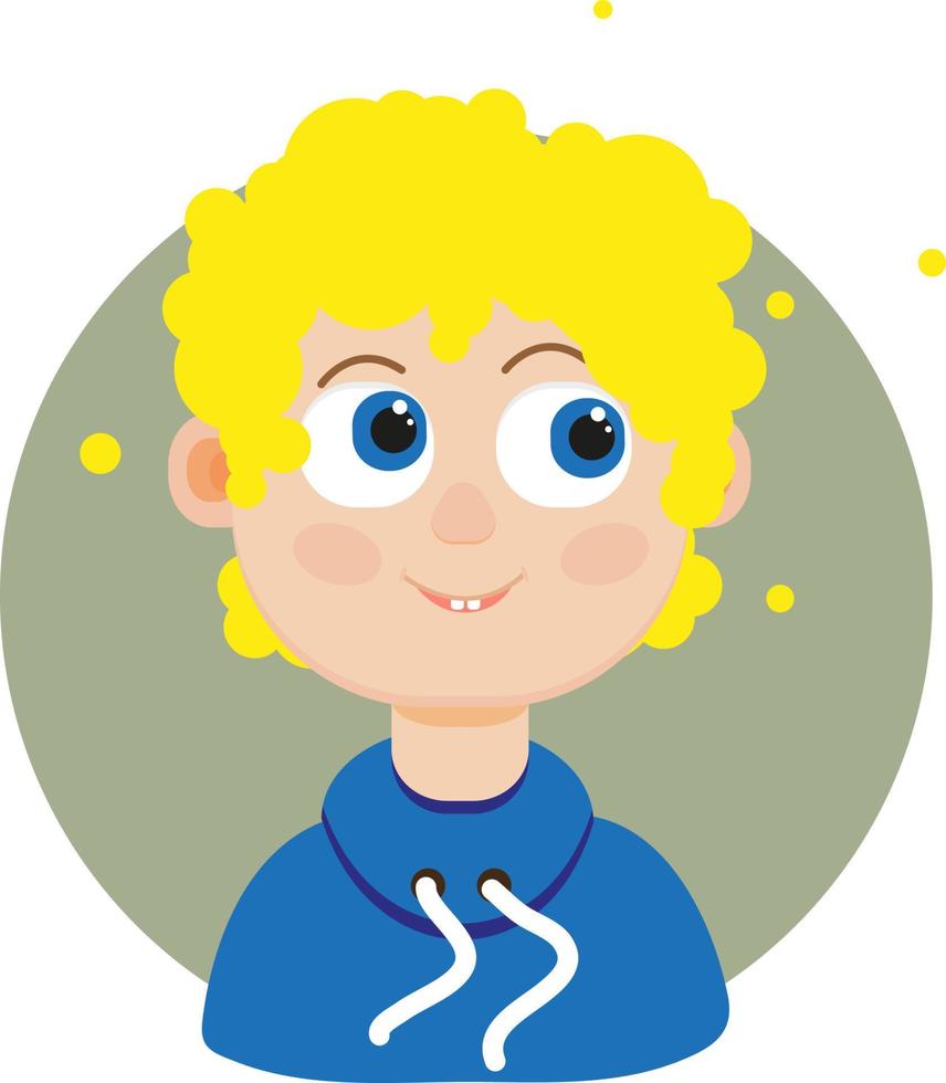 Boy with blonde hair, illustration, vector on a white background.
