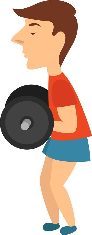 Boy working out with barbell,illustration,vector on white background vector