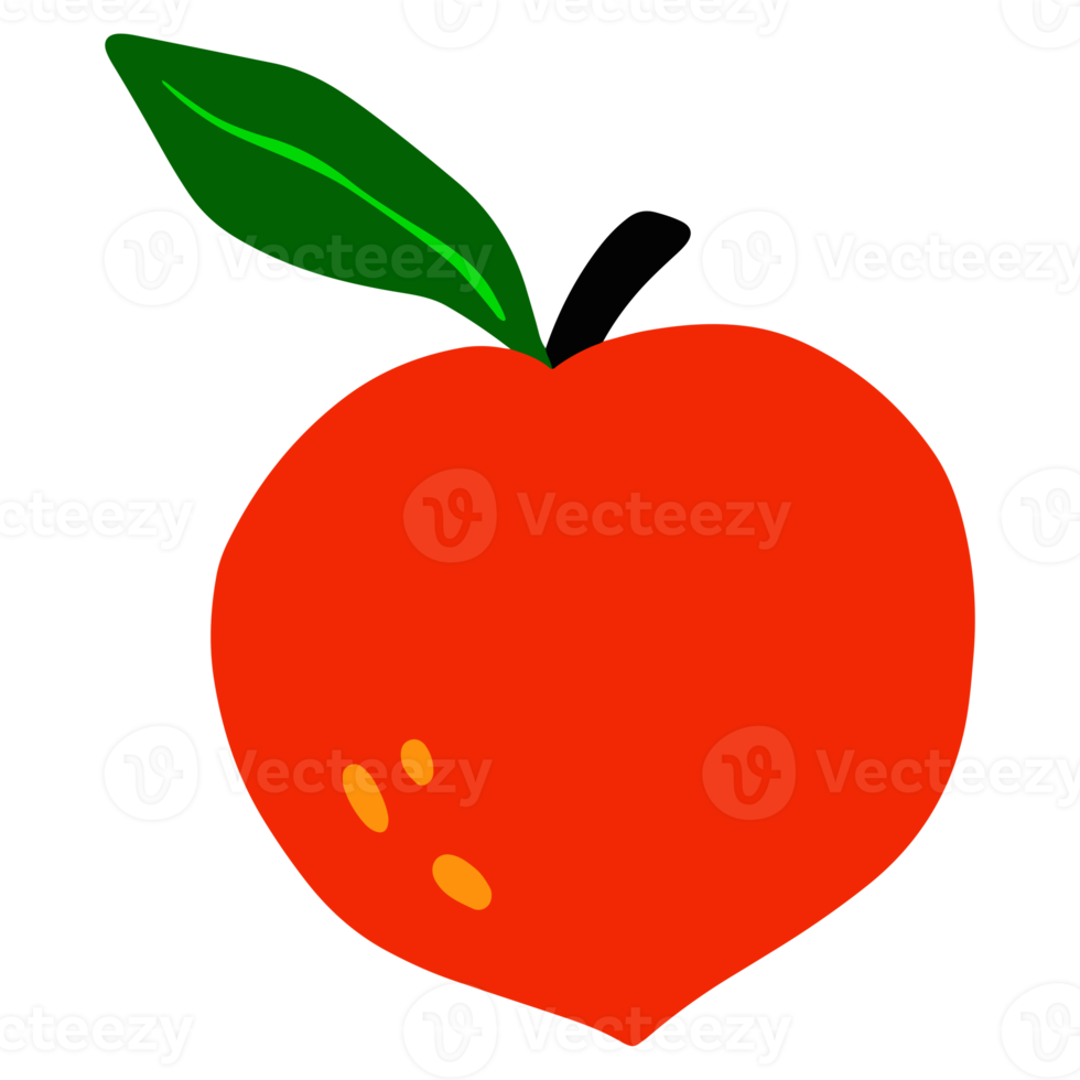 söt persika i naiv stil illustration design. trendig barnslig hand dragen klämma konst för design element och prydnad png