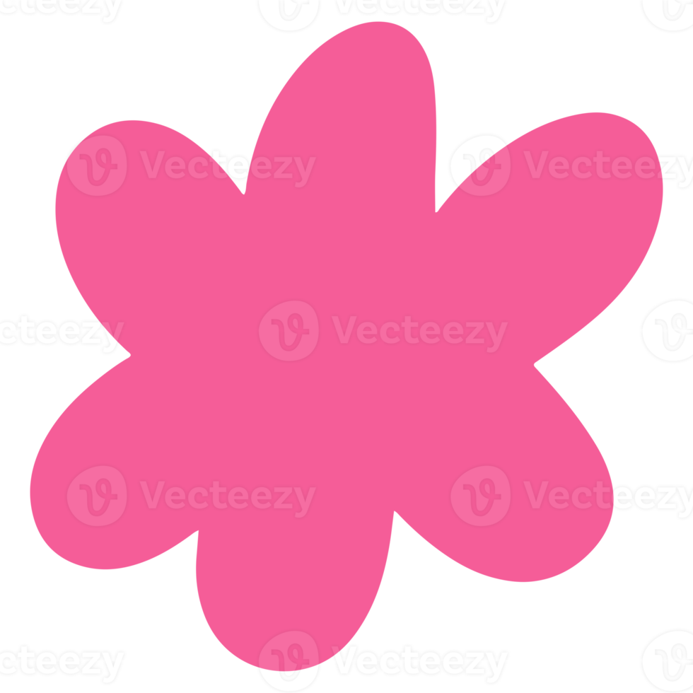 Cute flower shape in naive style illustration design. Trendy childish hand drawn clip art for design element and ornament png