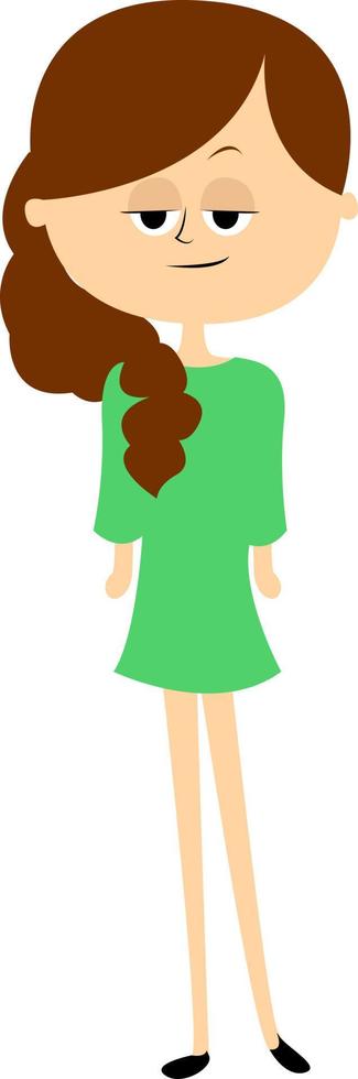 Woman in green, illustration, vector on white background.
