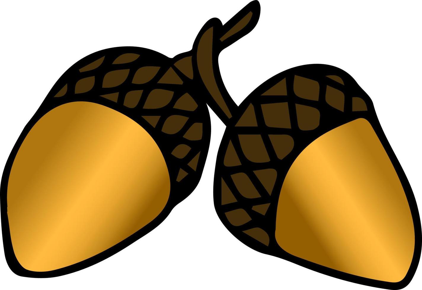 A pair of acron, illustration, vector on white background.