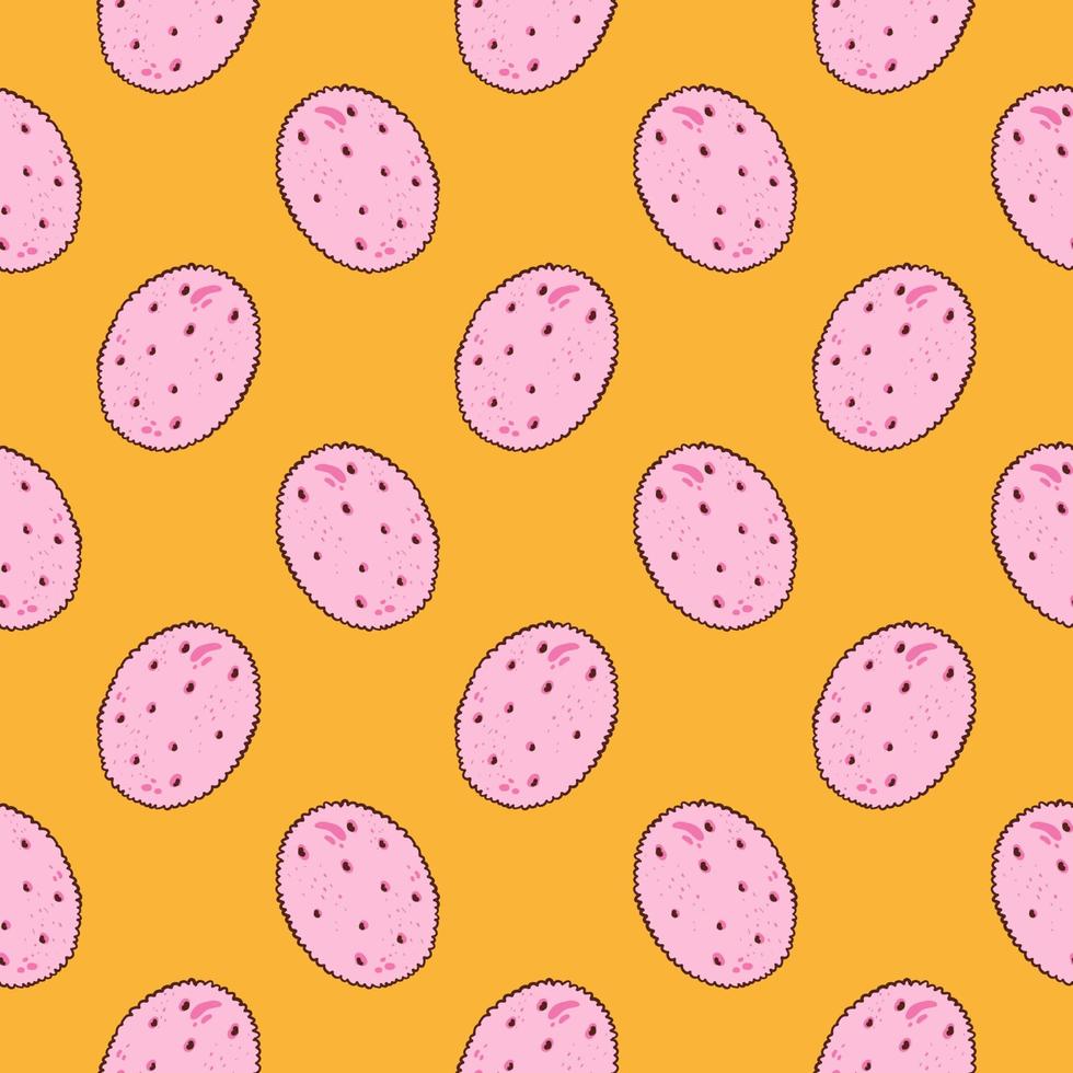Amazing cookie,seamless pattern on yellow background. vector