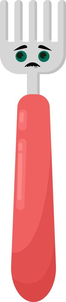 Red fork, illustration, vector on white background