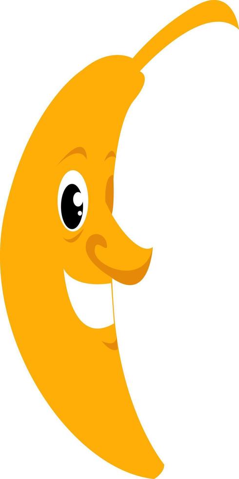 Smiling banana, illustration, vector on white background.