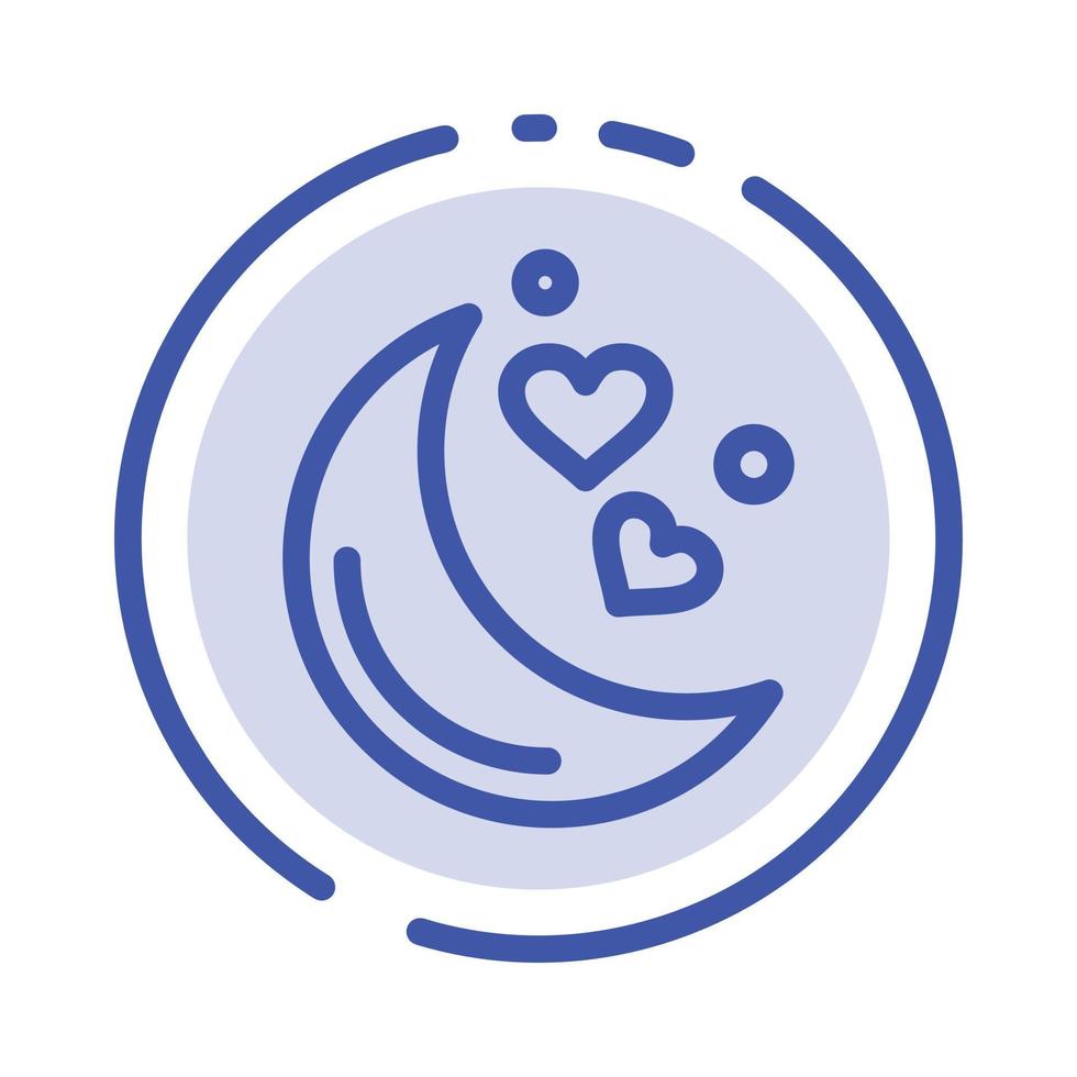 Moon Night Love Romantic Night  Blue Dotted Line Line Icon vector