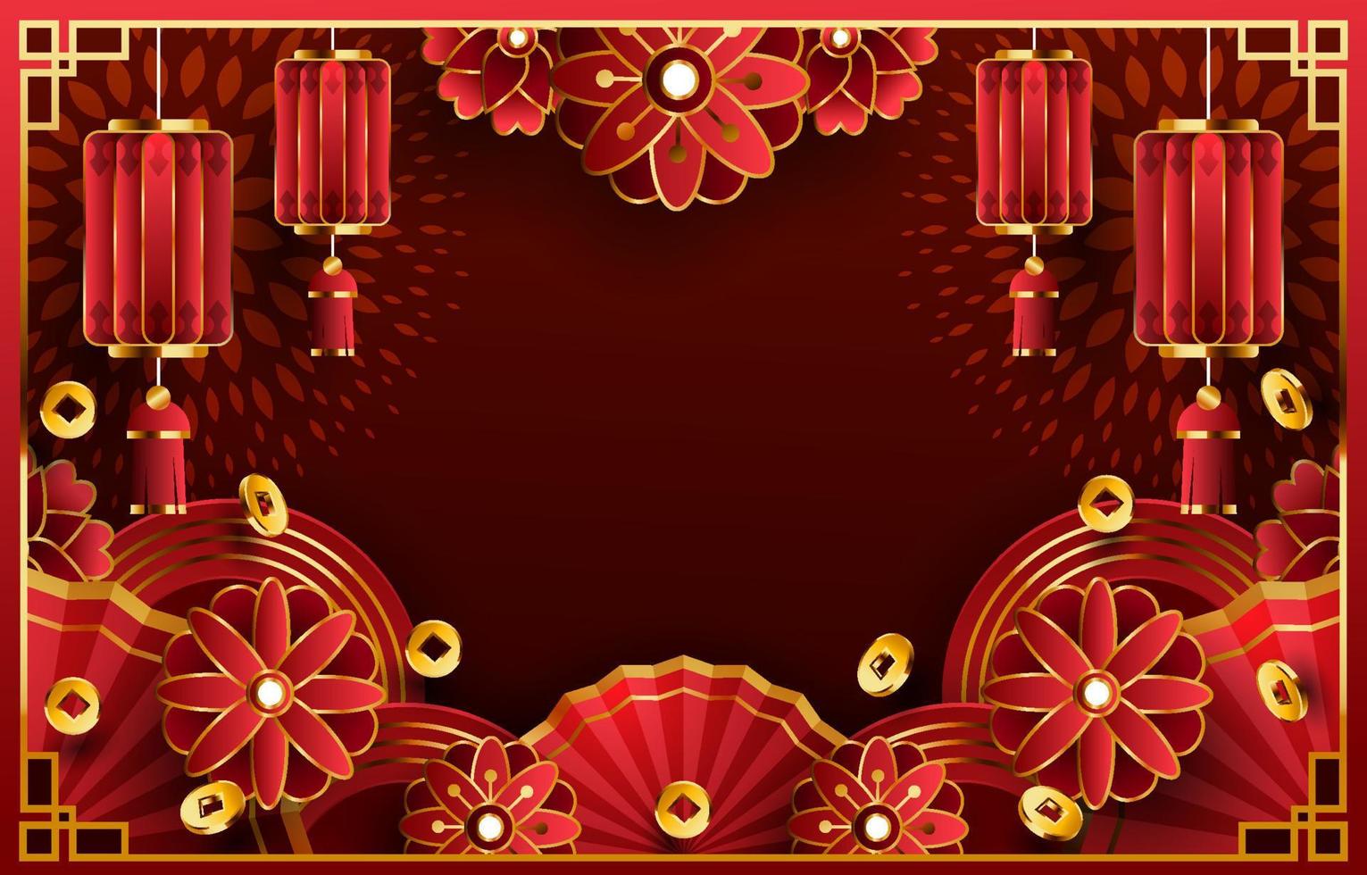 Deep Red Chinese New Year Background vector