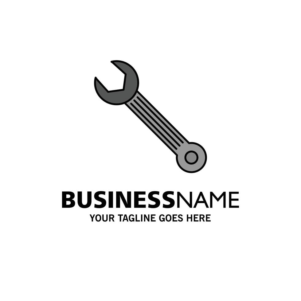 Wrench Adjustable Building Construction Repair Business Logo Template Flat Color vector