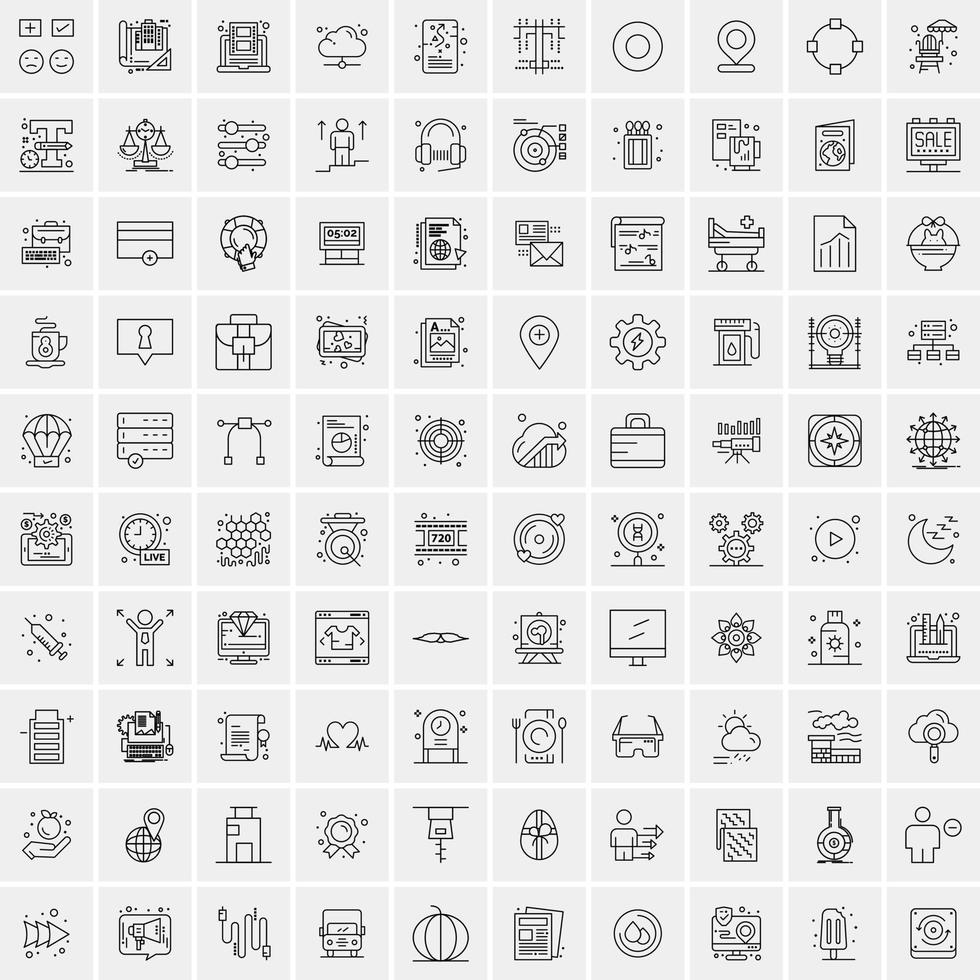 conjunto de 100 iconos de línea de negocios creativos vector