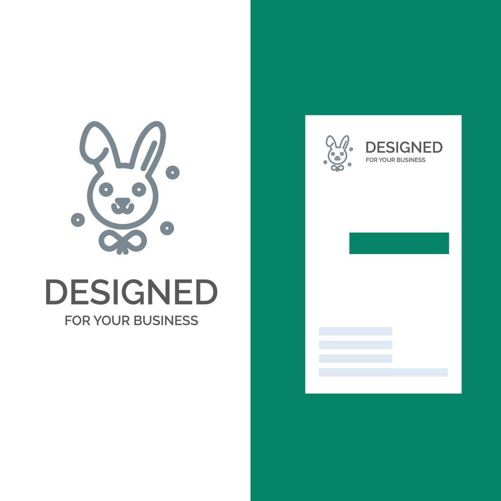 Bunny Easter Rabbit Grey Logo Design and Business Card Template vector