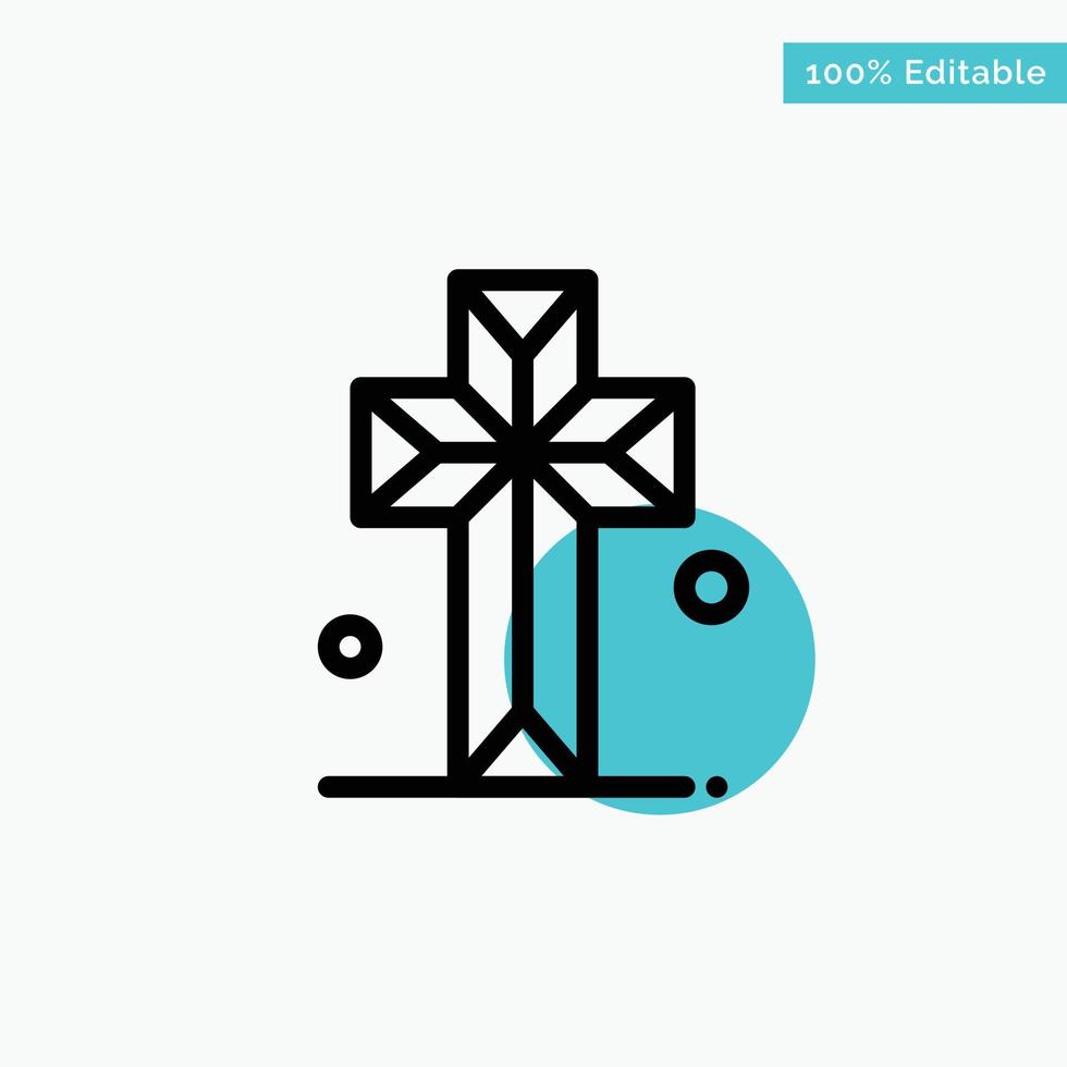 Cathedral Church Cross Parish turquoise highlight circle point Vector icon