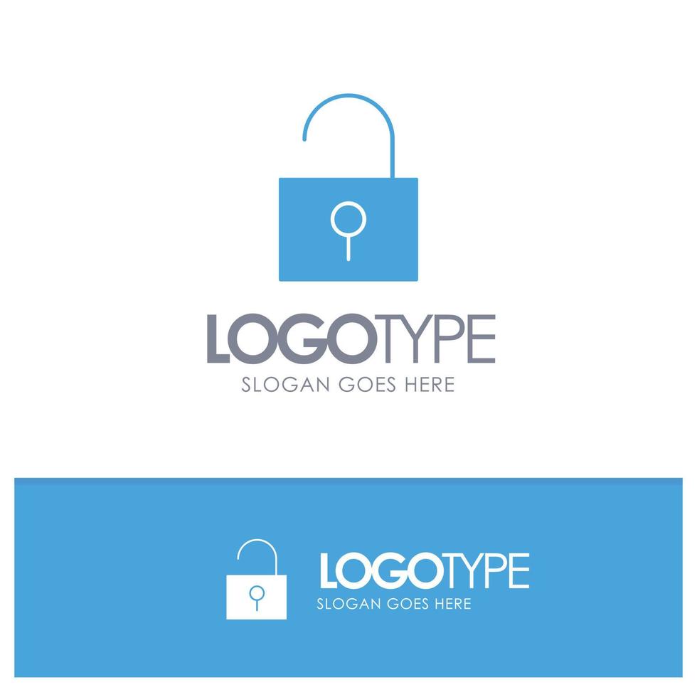 Lock Unlocked User Interface Blue Solid Logo with place for tagline vector