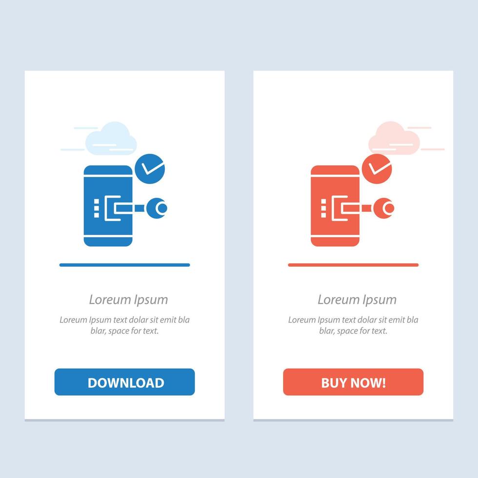 Key Lock Mobile Open Phone Security  Blue and Red Download and Buy Now web Widget Card Template vector
