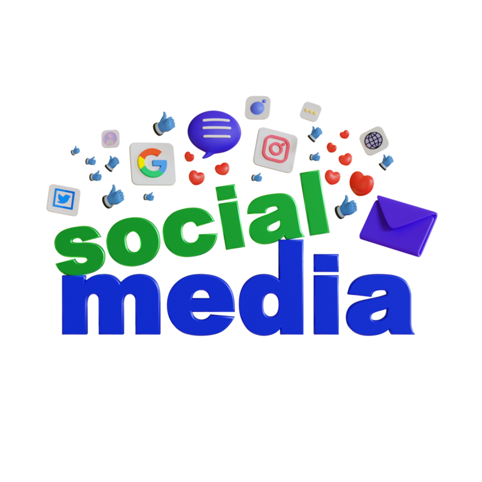 3d social media illustration png