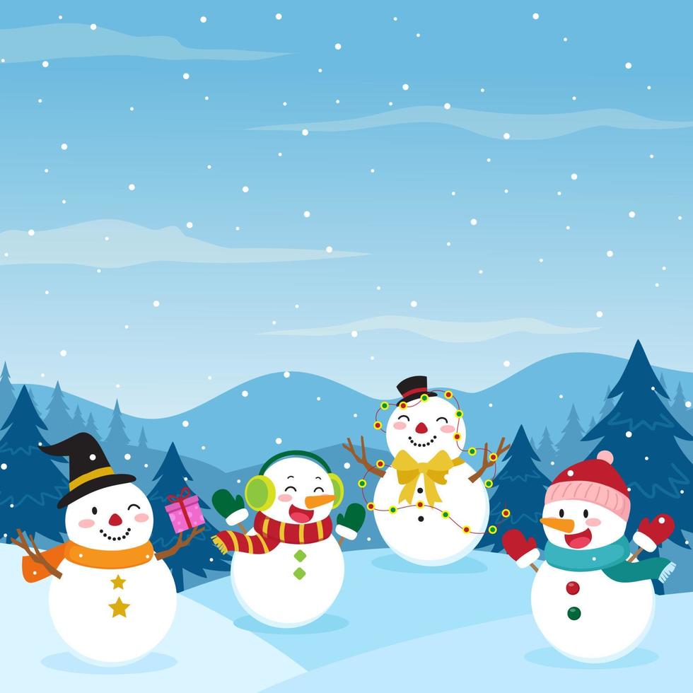 Cute Winter Snowman vector