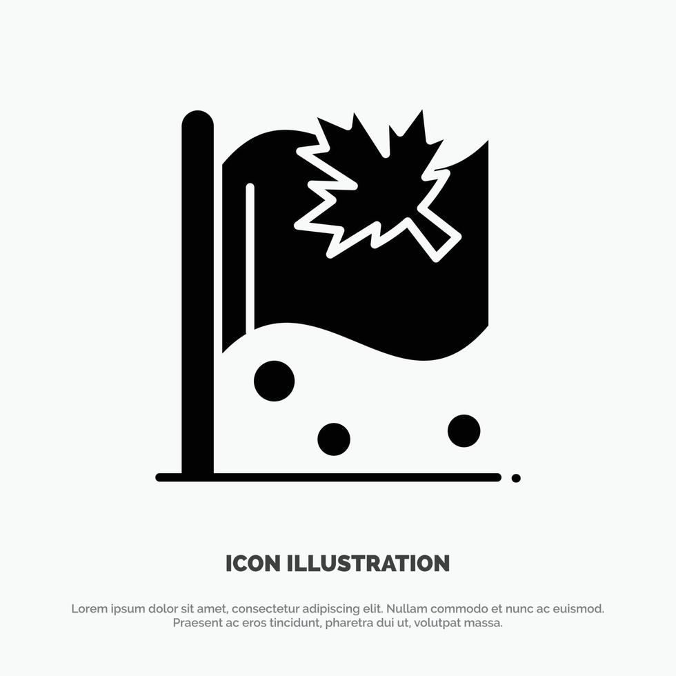 Flag Canada Leaf Sign solid Glyph Icon vector