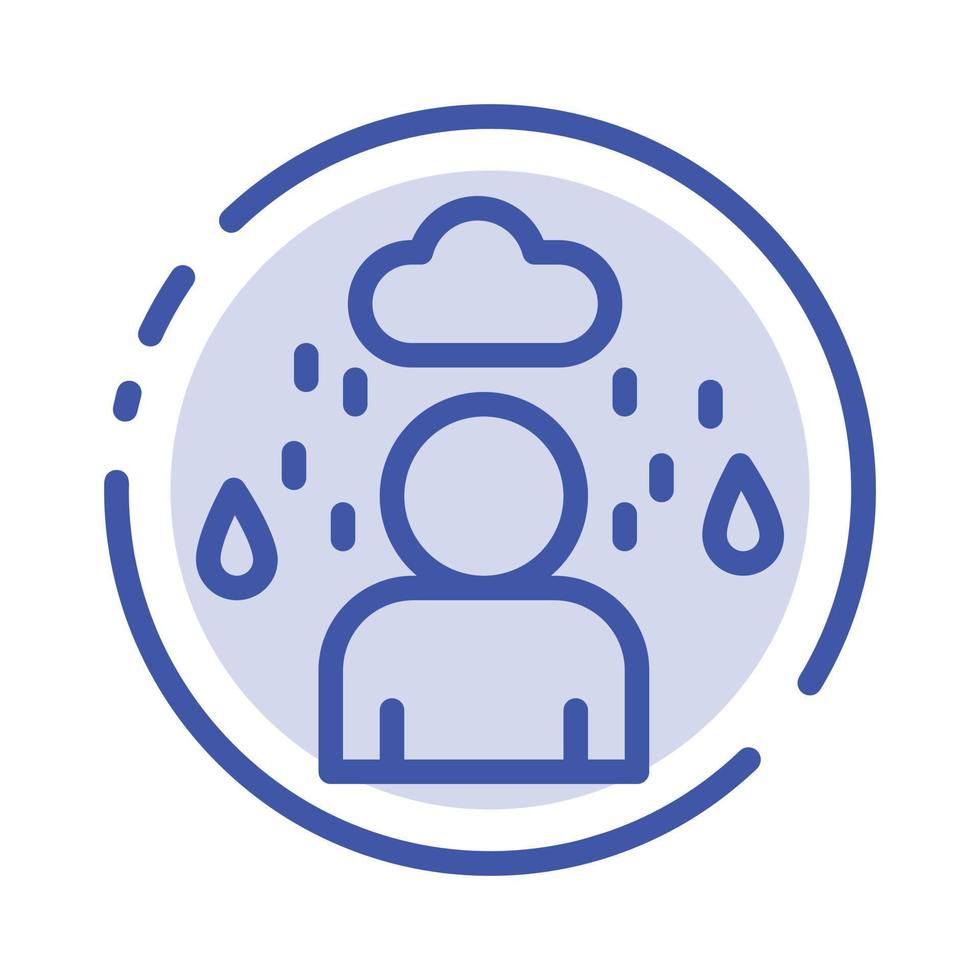 Man Cloud Rainy Blue Dotted Line Line Icon vector