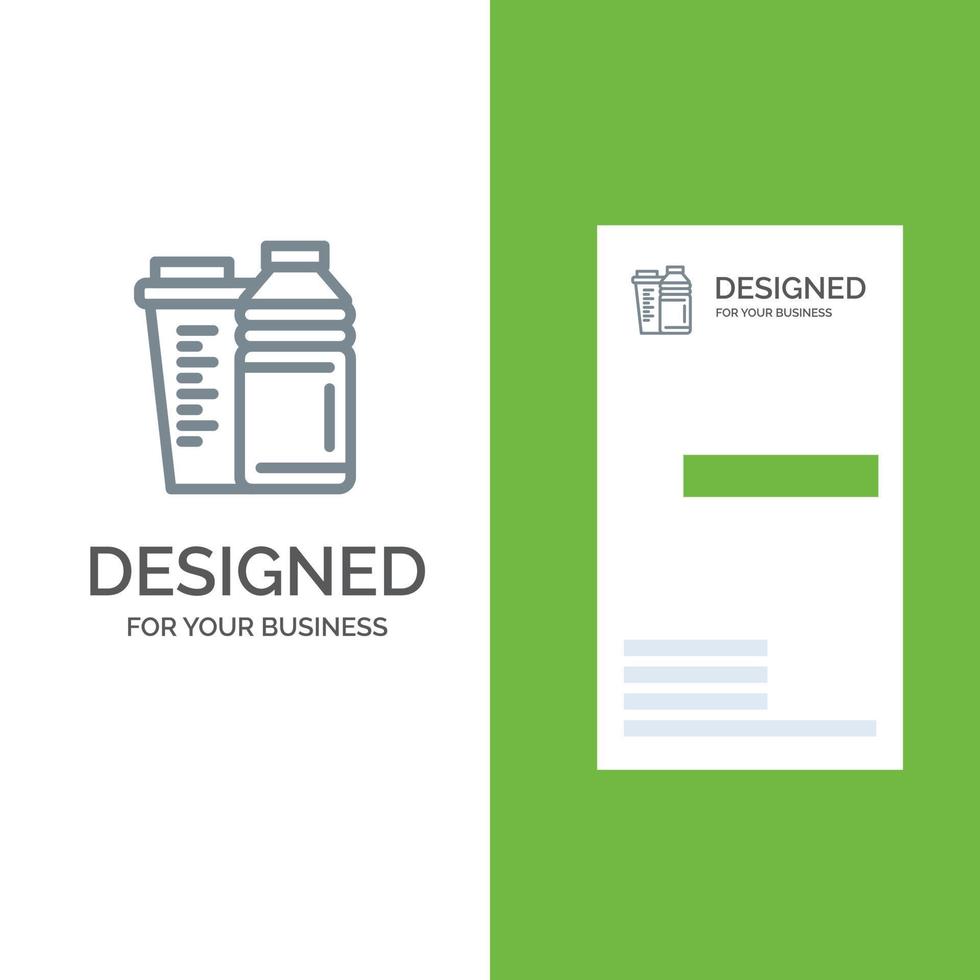 Bottle Drink Energy Shaker Sport Grey Logo Design and Business Card Template vector