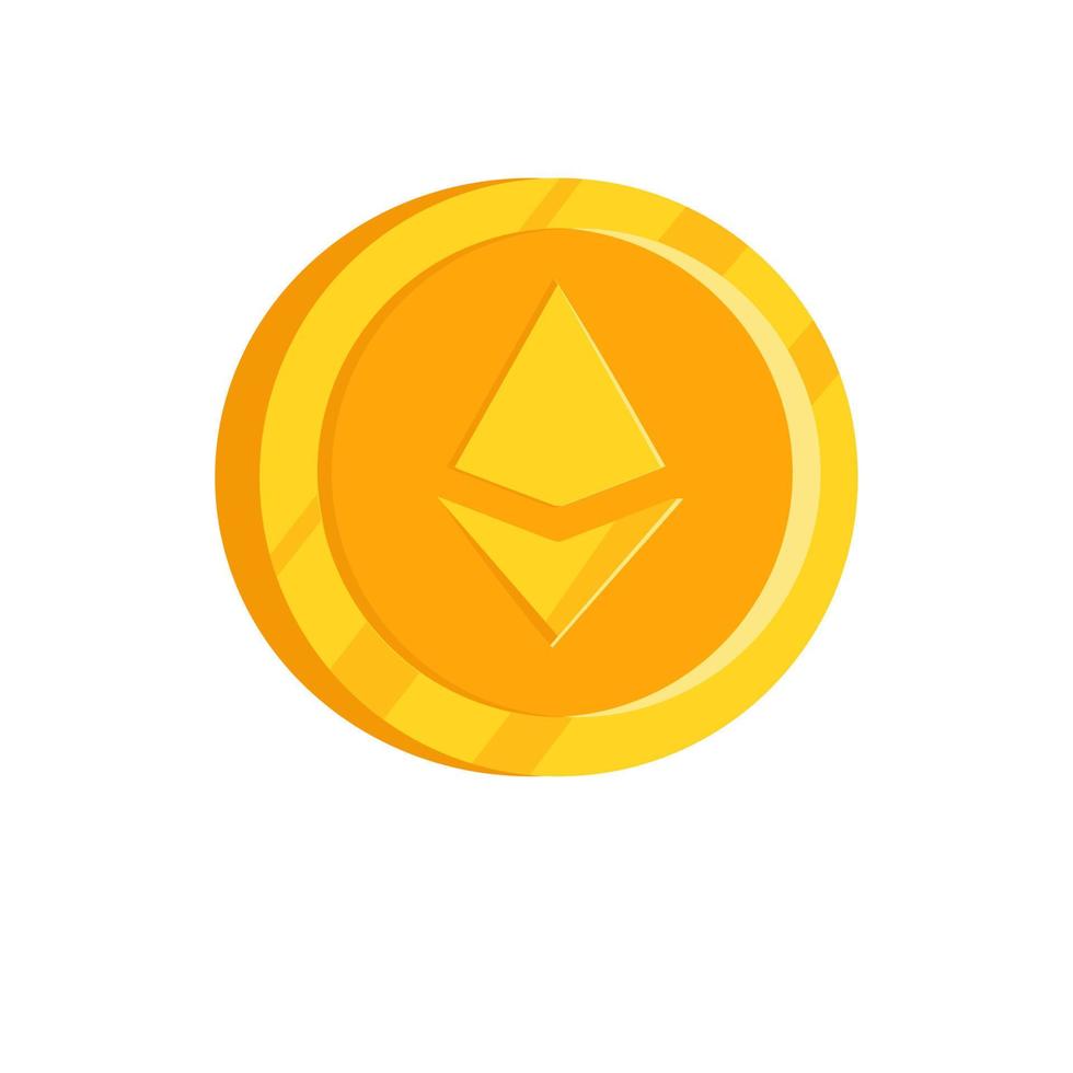 Gold coin ethereum in isolation. Vector illustration