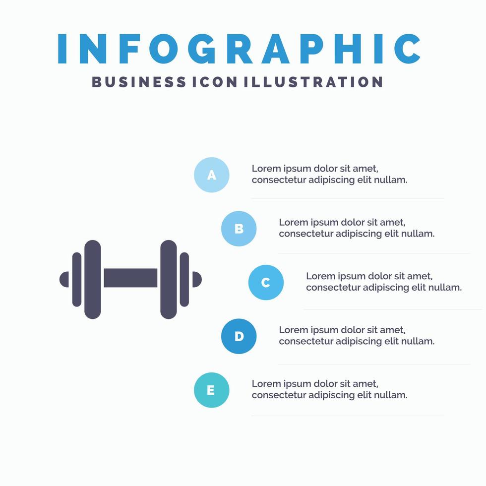 Dumbbell Fitness Sport Motivation Solid Icon Infographics 5 Steps Presentation Background vector