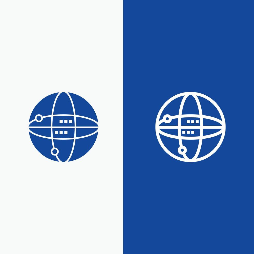 World Internet Computing Globe Line and Glyph Solid icon Blue banner vector