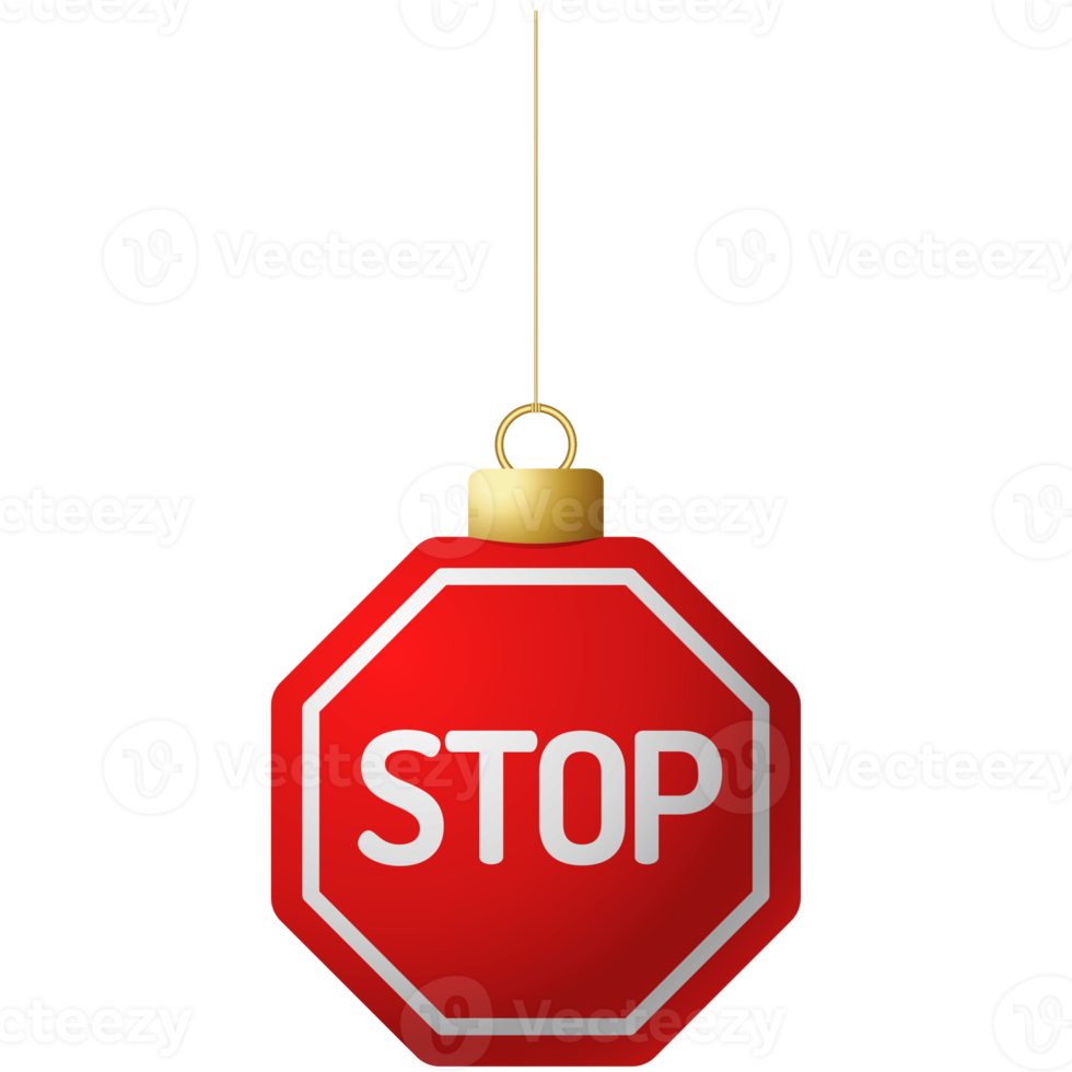 stop road sign hanging christmas bauble png