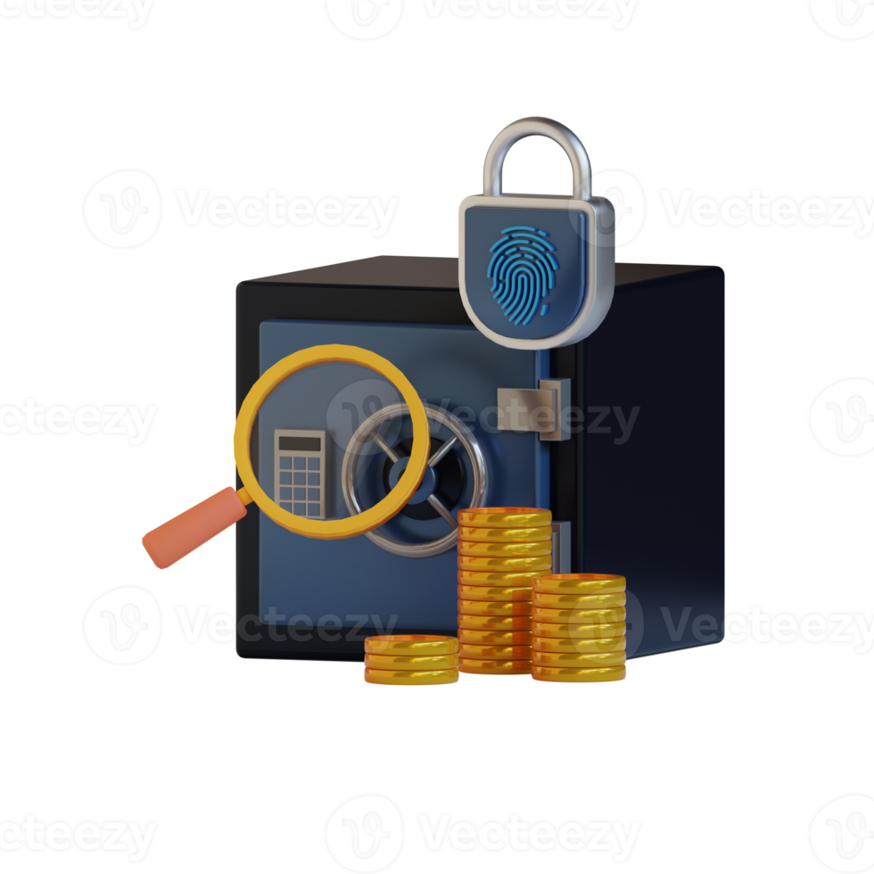 3d illustration of safety box with lock png