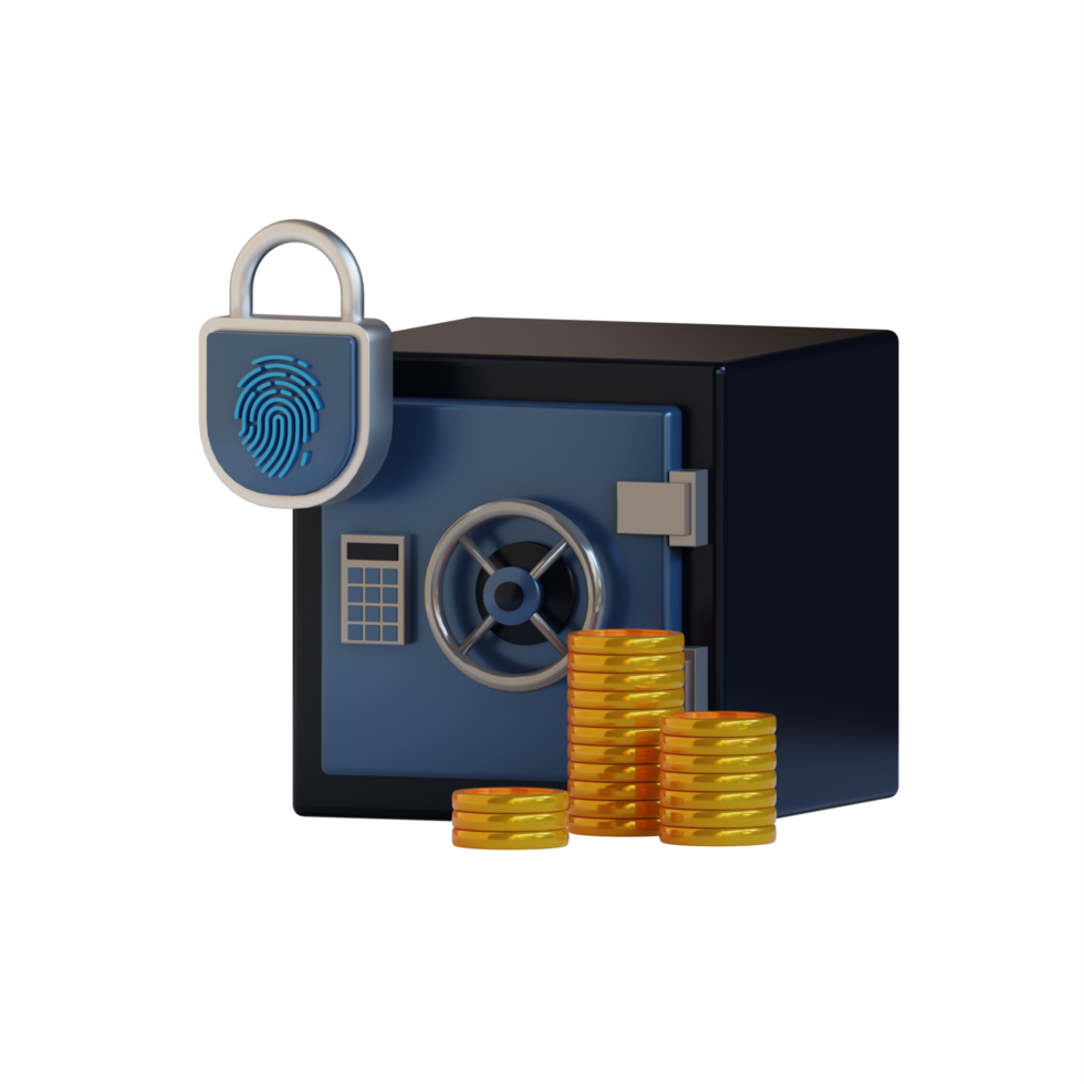 3d illustration of safety box with lock png