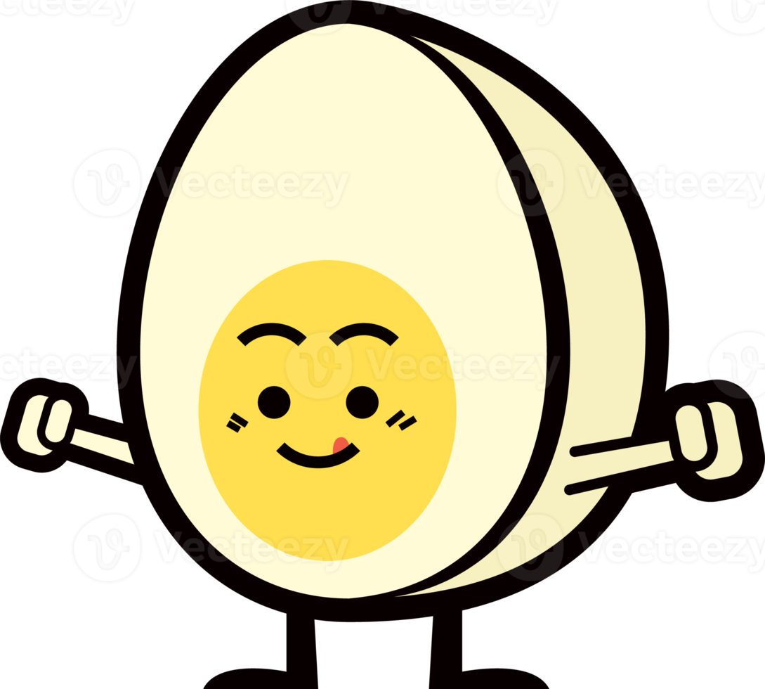 Funny egg character open arm pose with cute expression png