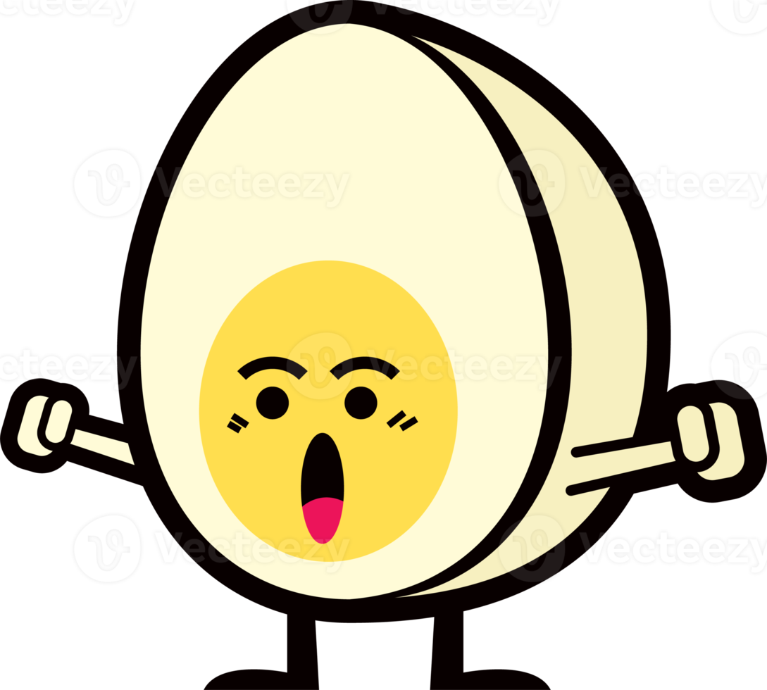 Funny egg character open arm pose with cute expression png