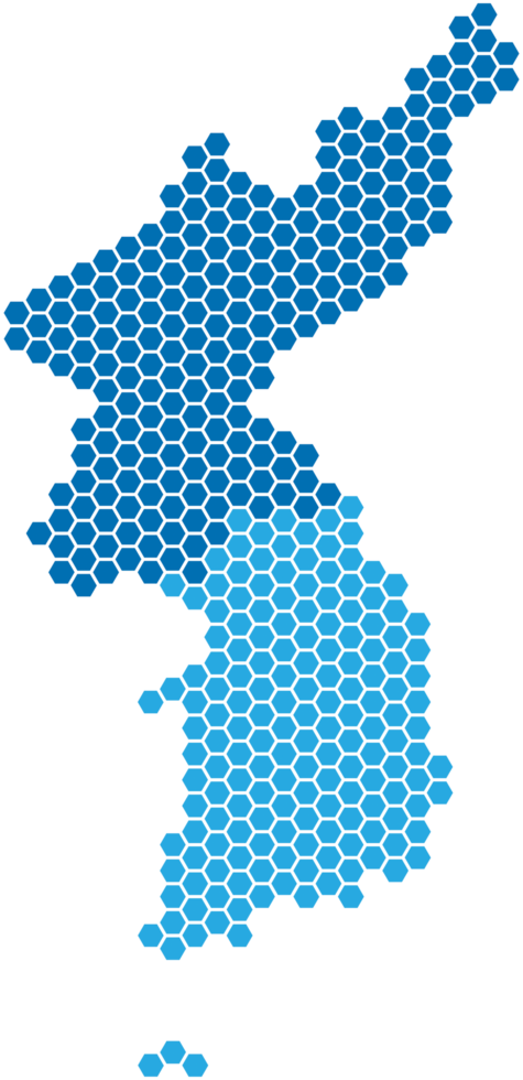 Blue hexagon shape North and South Korea map png