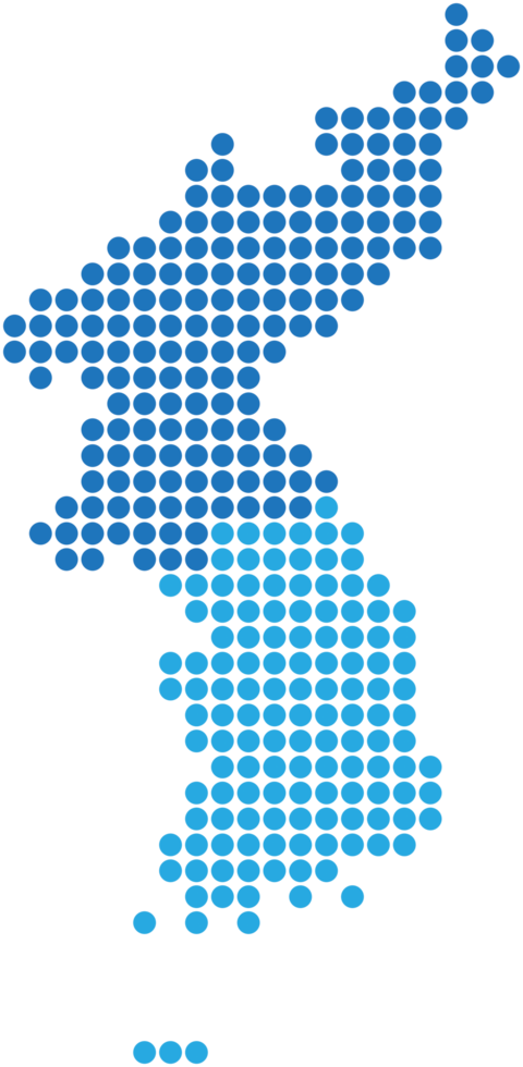 Blue circle shape North and South Korea map png