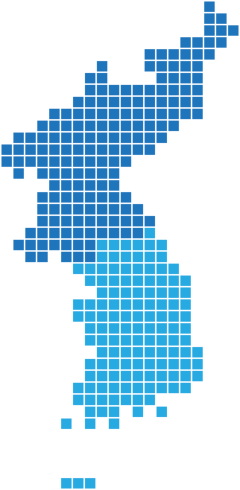 Blue square shape North and South Korea map png