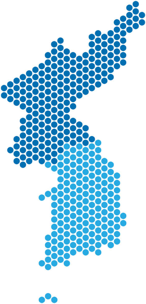 Blue circle shape North and South Korea map png