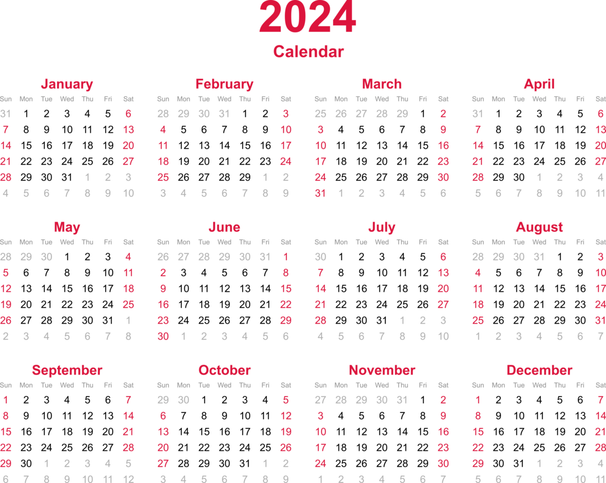 Free 2024 12 Month Calendar Template