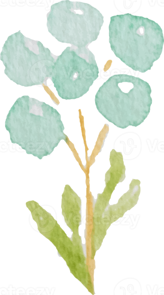 watercolor green leaf element png