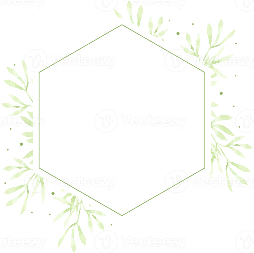 cadre de couronne de feuilles vertes aquarelle pour logo ou bannière png