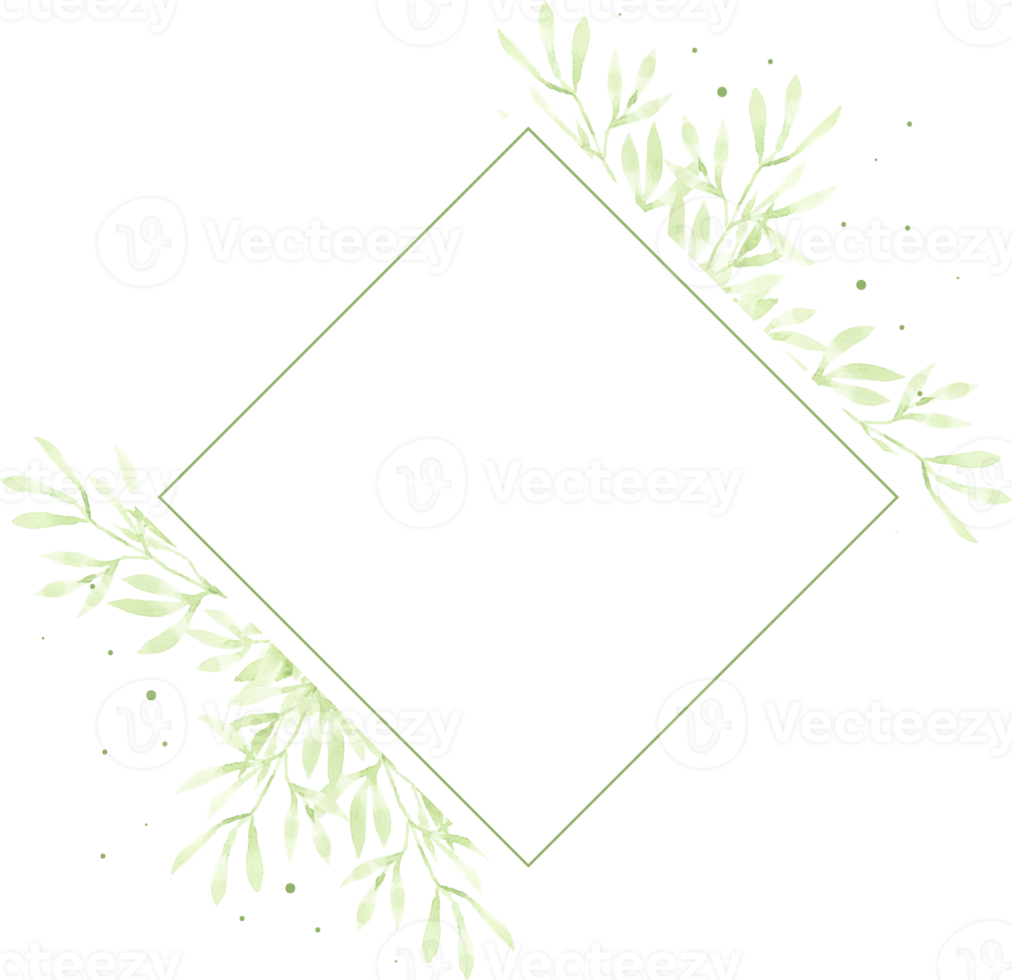 watercolor green leaves wreath frame for logo or banner png