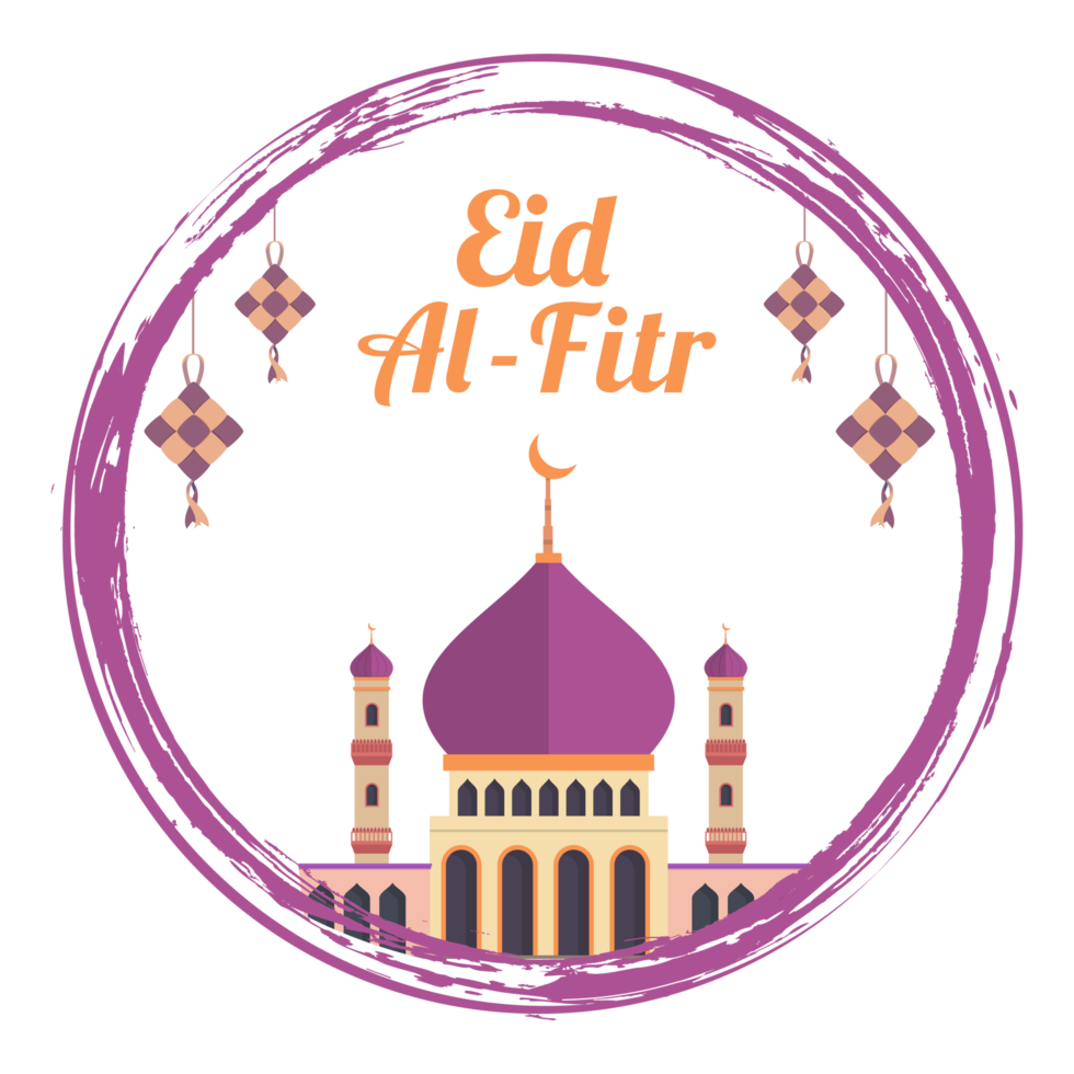 Muslim mosque PNG design with multiple shapes. Muslim festival happy Eid Mubarak celebration. Moon and Muslim mosque for Eid celebration on transparent background.