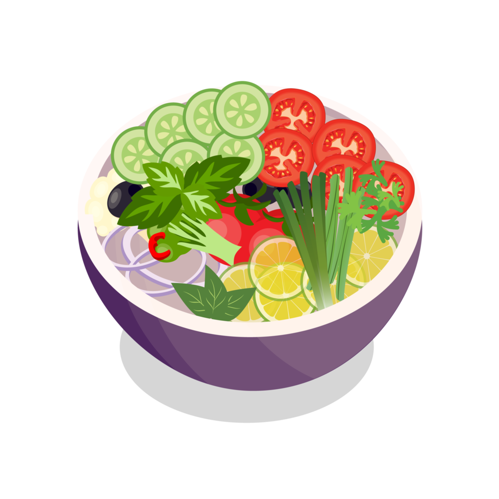 Stir fry salad with sushi and shrimp in a bowl with transparent background. Top view copy space. Shrimp and vegetables are served with salad. Chopsticks with Asian food PNG image.