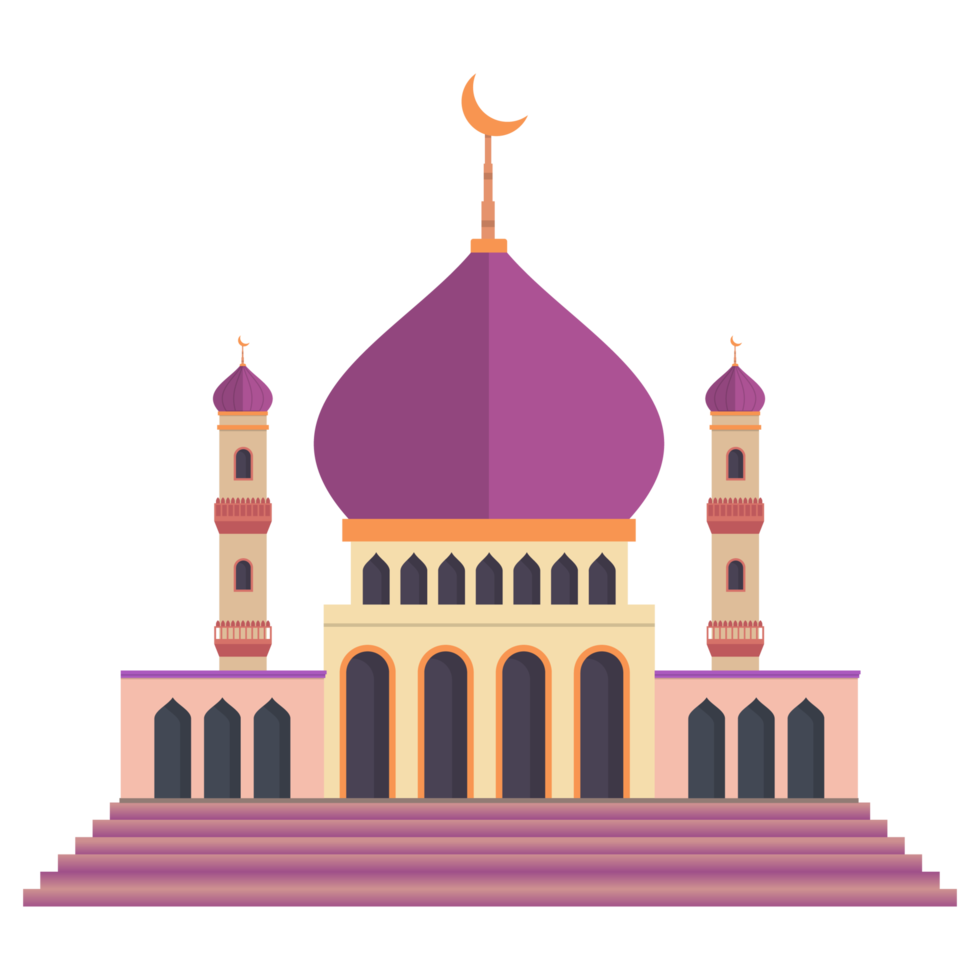 muslimische moschee png design mit bunten formen. muslimisches fest eid mubarak feierelement. Bild der muslimischen Moschee für Eid-Feier auf transparentem Hintergrund.