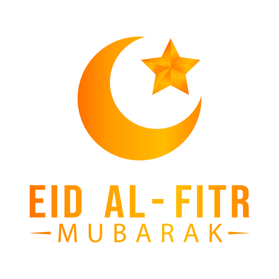 Beautiful Eid Al-Fitr Mubarak Golden text effect on transparent background. Muslim Festival Eid Al-Fitr beautiful Text effect. Eid Al-Fitr. Golden Moon and Star. png