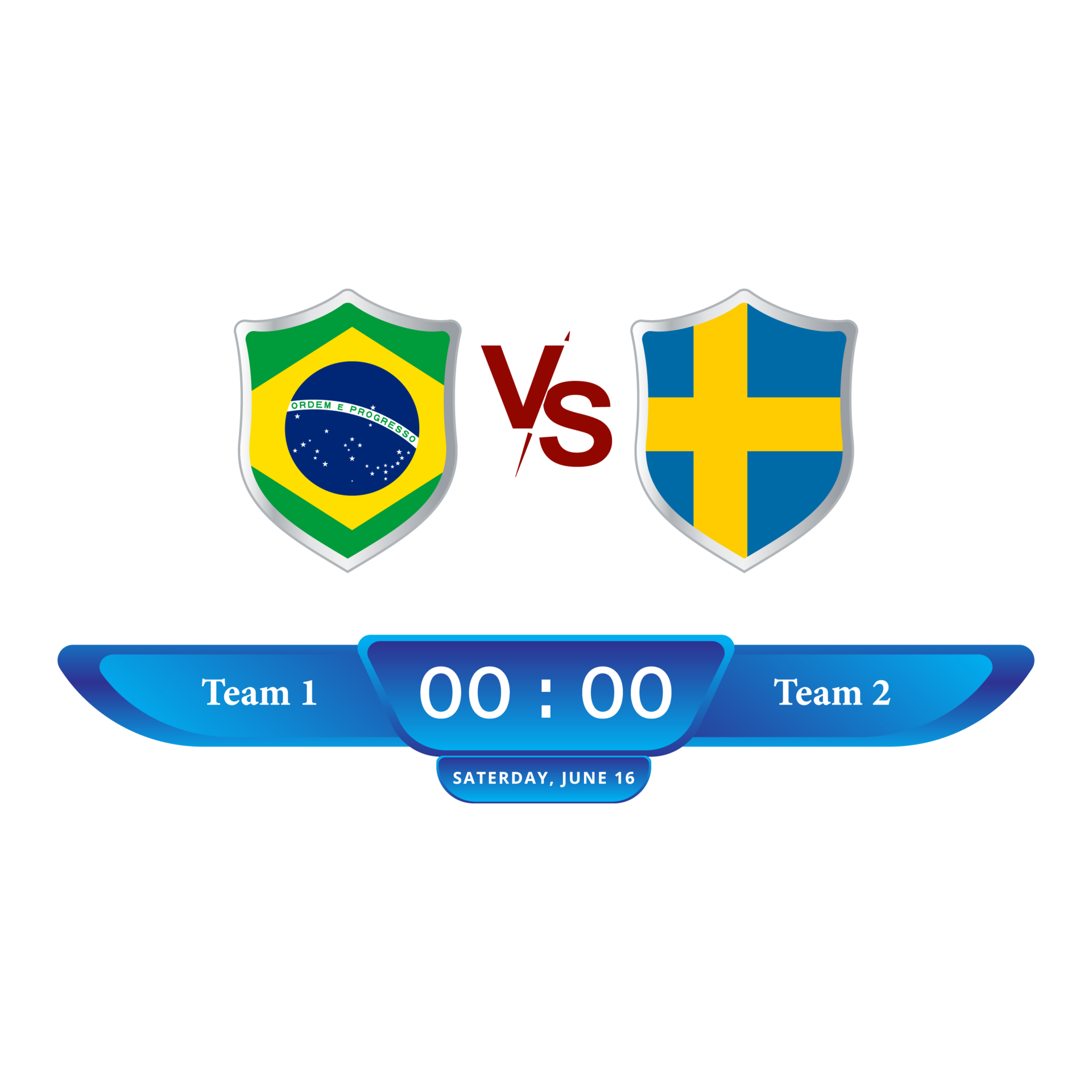Free Football game scoreboard design. Soccer scoreboard with blue color  shade. Sports scoreboard with the national flag. Brazil VS Sweden matches  the lower third overlay on transparent background. 13473781 PNG with  Transparent